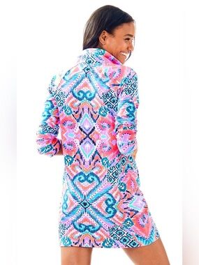 Lilly Pulitzer UPF 50+ Skipper Popover Dress in the vibrant Solar Opposite print